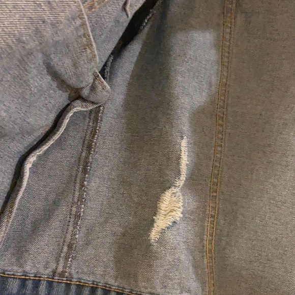 Distressed denim jean jacket - Picture 7 of 9